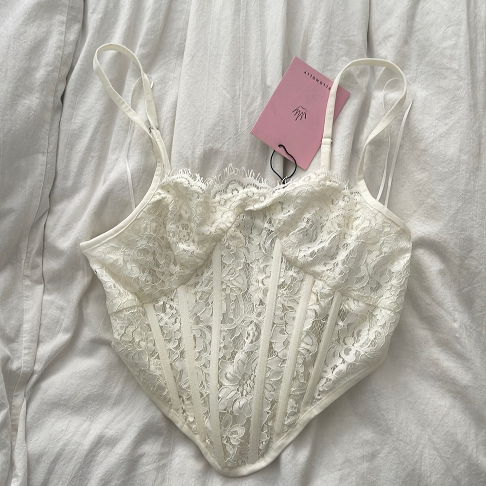 White lace corset top from Hello Molly